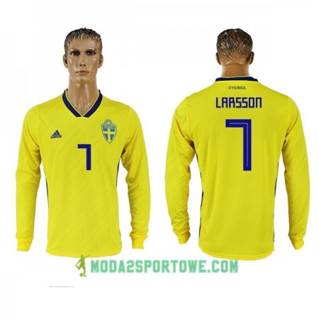 Koszulka Szwecja Larsson 7 Mistrzostwa Świata 2018 Domowe Stroje Piłkarskie Długi Rękaw